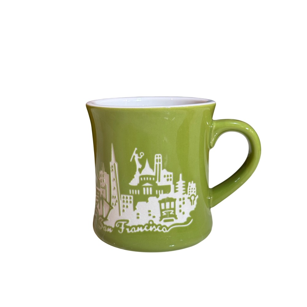 SF Mercantile San Francisco Skyline Coffee Mug Olive Green Ceramic Souvenir